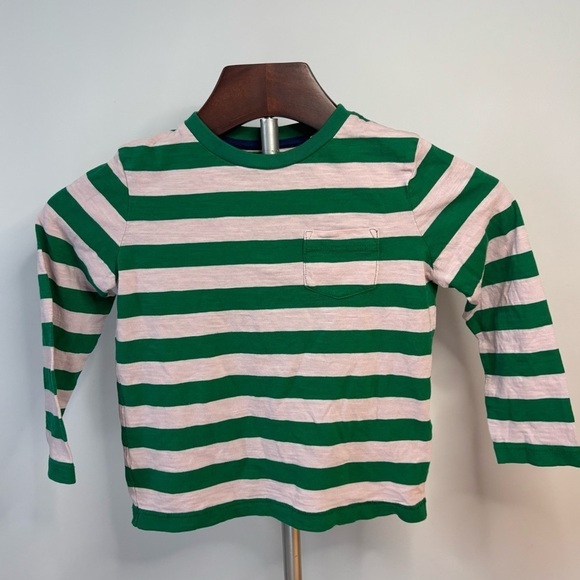 NWOT Mini Boden kids long sleeve washed t-shirt. Size: 3-4. Color: Pink, Green - Picture 2 of 4